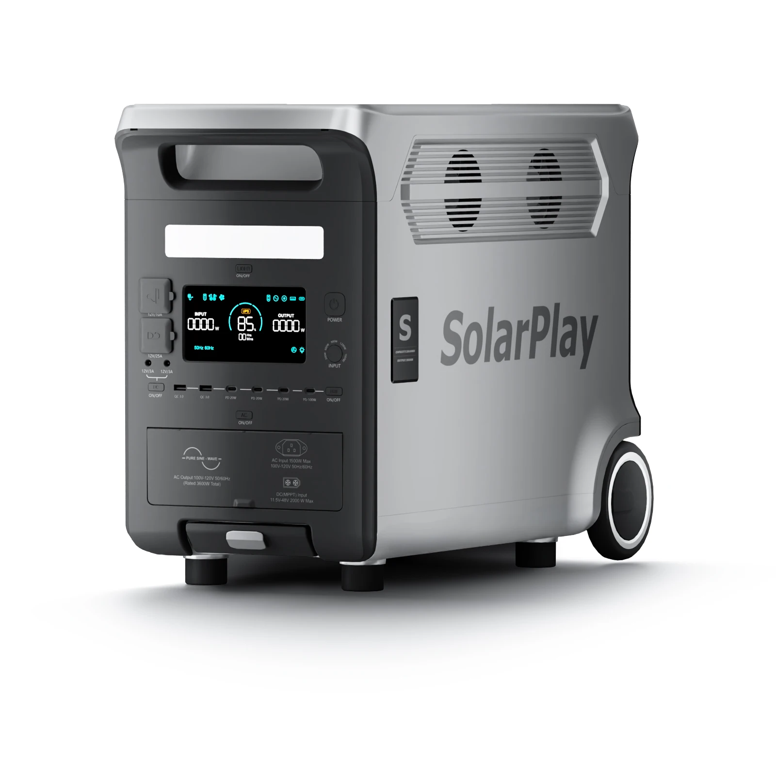 SolarPlay Q3600 Outdoor Powerstation 3300W 3600W 3840WH Hochleistungs-Mehrfachanschluss-Schnellladestation für Camping und Notfälle zu Hause