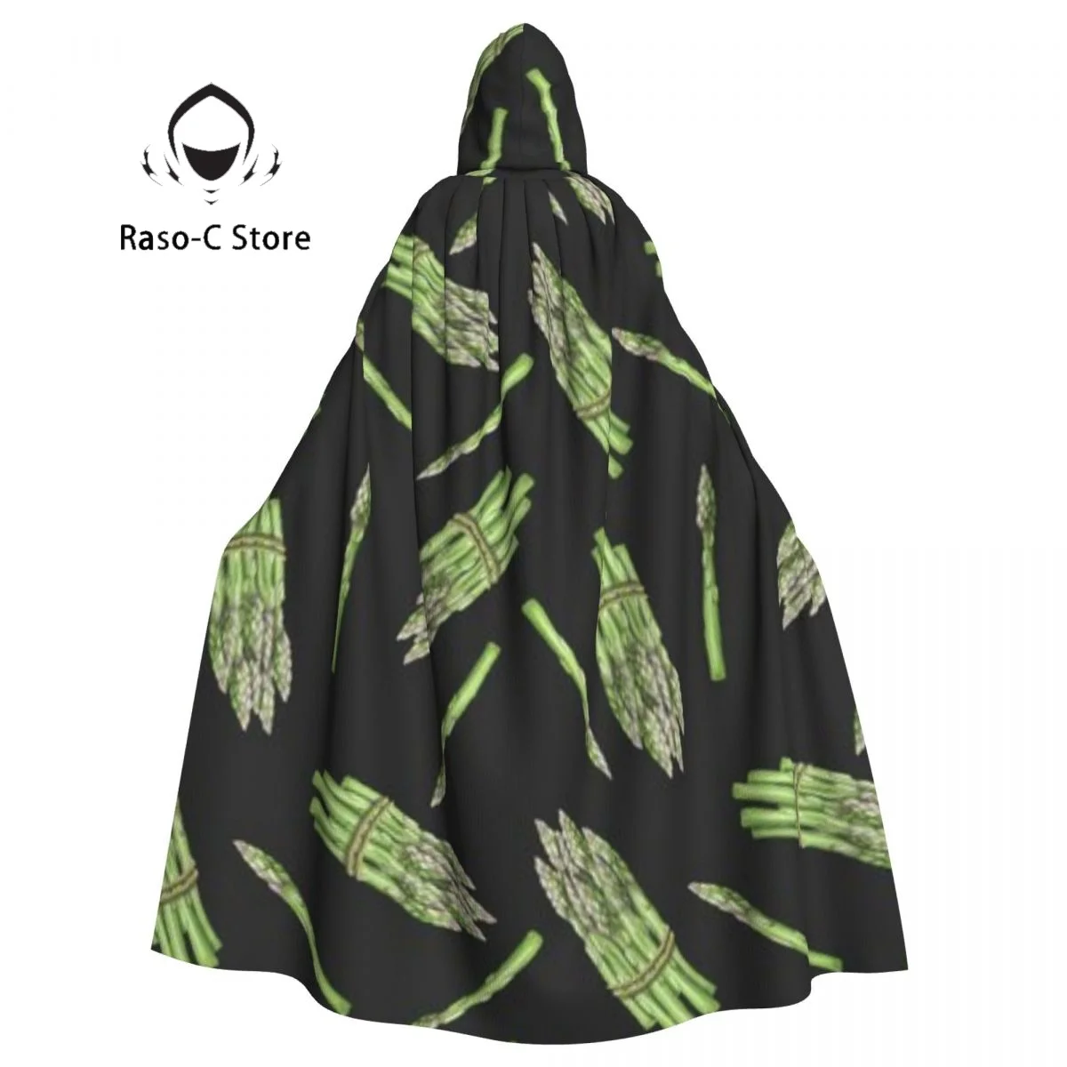 Asparagus Pattern Hooded Cloak Polyester Unisex Witch Cape Costume Accessory