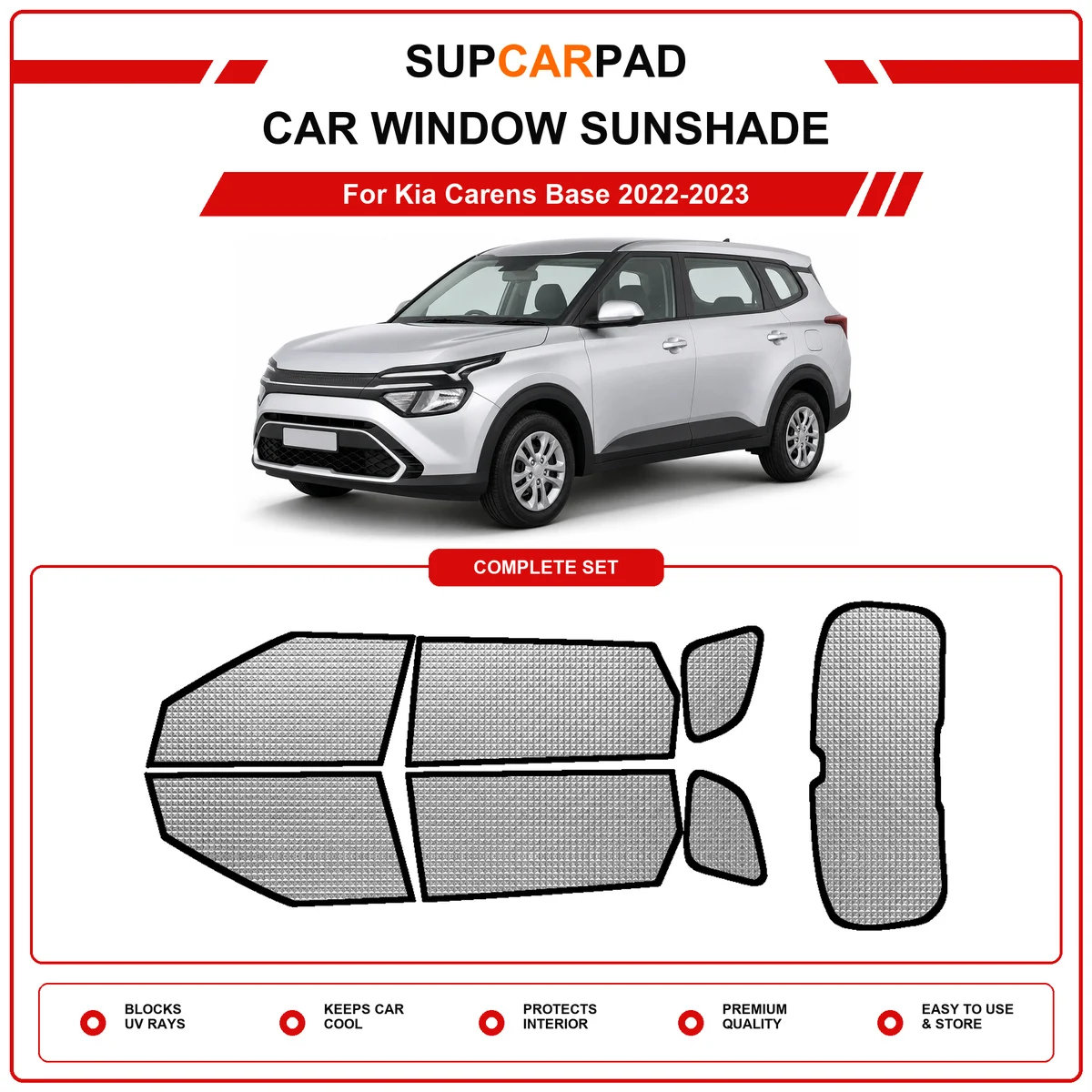 For Kia Carens Base 2022-2023 Pre‑Cut Auto Window Sunshade Anti‑UV Car Sun Visor Protector