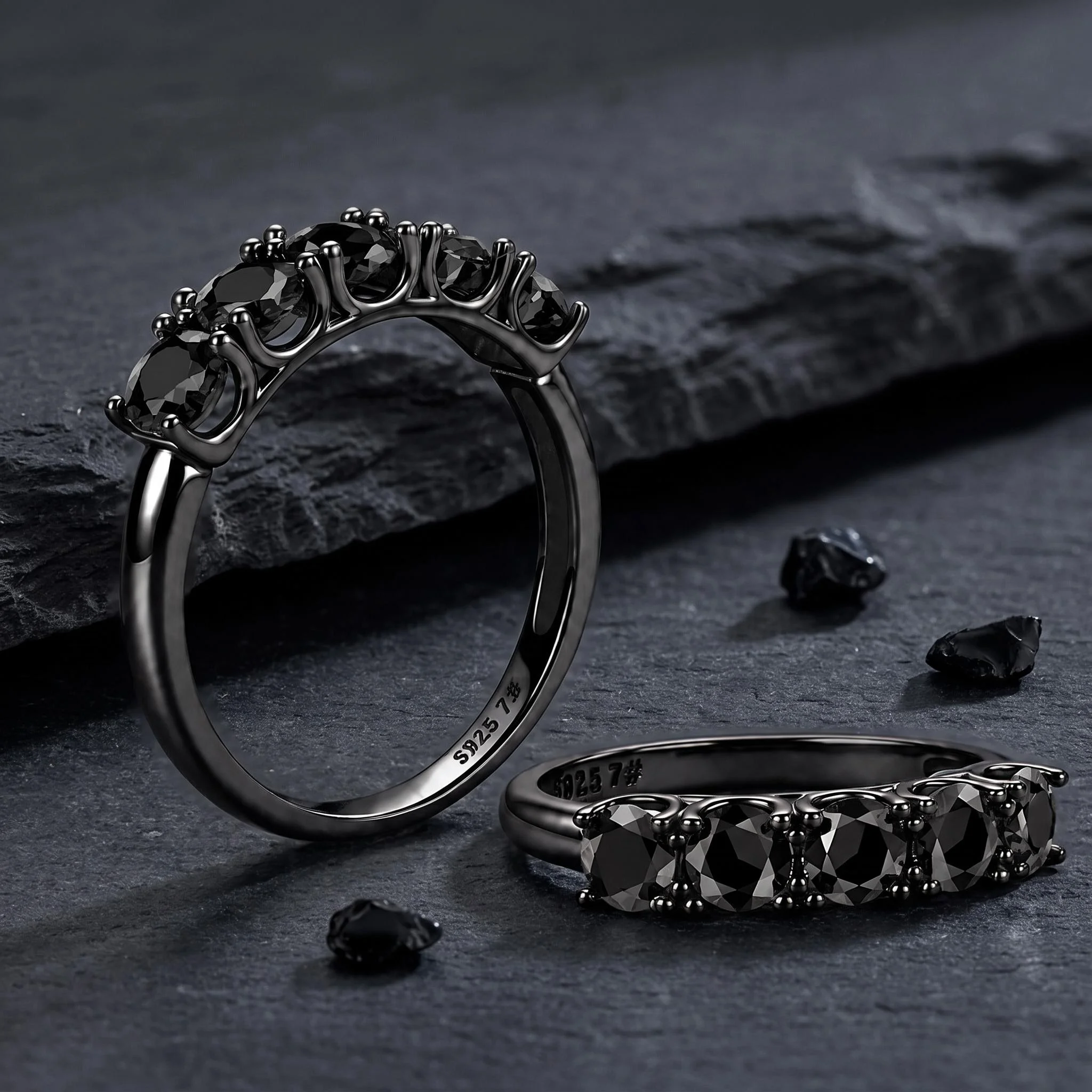 Moissanite Ring - خاتم فضة استرليني S925 مرصع بالمويسانيت