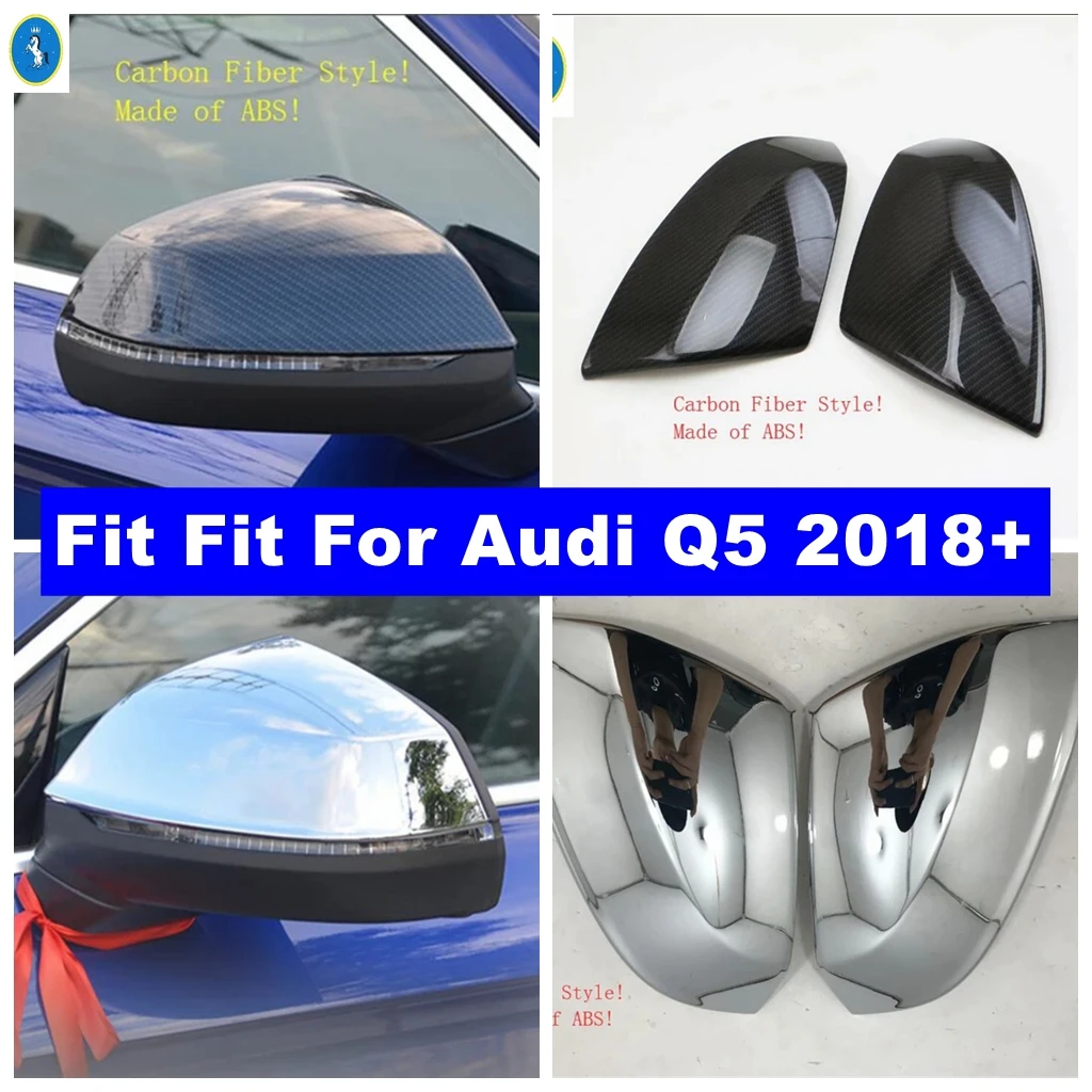 

Door Rearview Mirror Cap Refit Kit Cover Trim Protection Fit For Audi Q5 2018 - 2023 Shiny / Carbon Fiber Exterior Accessories