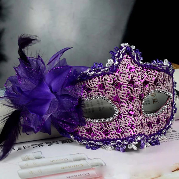 

Lily Mask Lace for Masquerade Ball Costume Party Purple Halloween Face