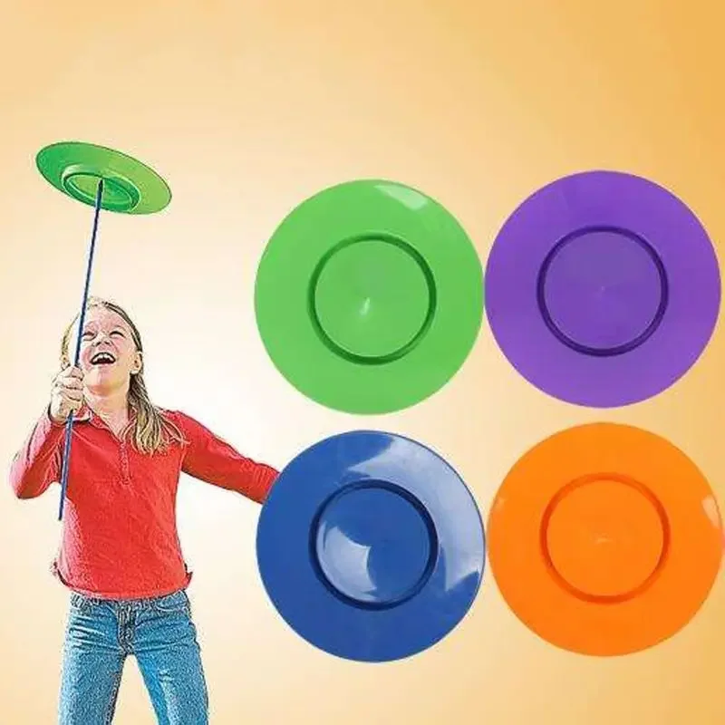 Set di 6 piatti e bastoncini rotanti, gioco di giocoleria del circo, giocattolo per abilità sull'equilibrio, oggetti di scena