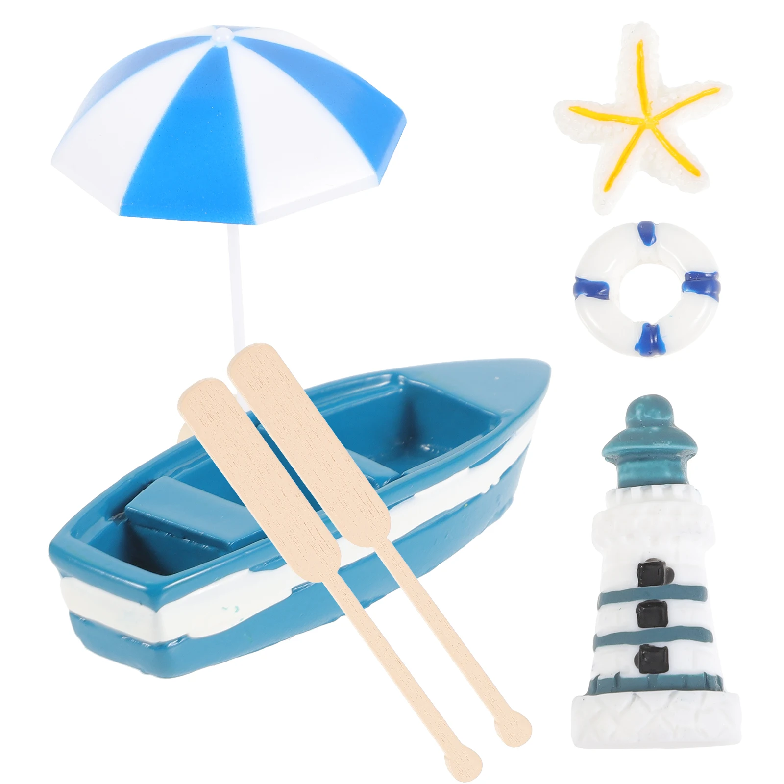 

1 set Sailboat Decor Blue Office Sea Sailboat Decor Resin Mini Boat Model Nautical Home Office Table naments Sea Aquarium