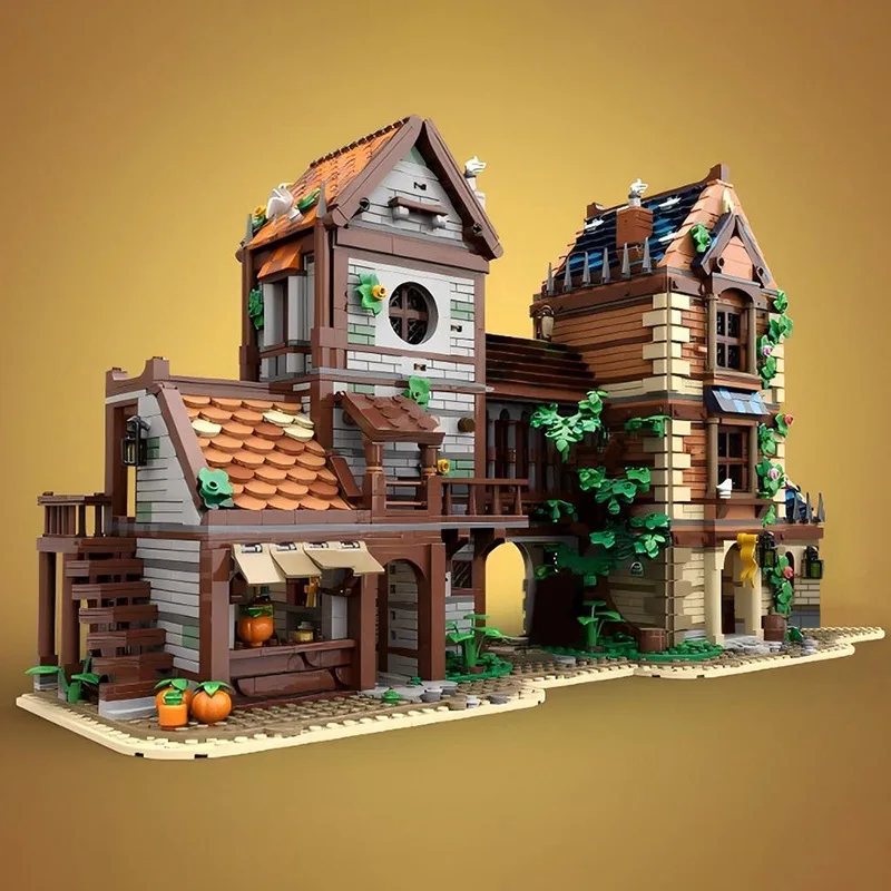 MOC Medieval Architecture Castle Blacksmith Building Blocks Model Double 21325 Medieval Blacksmith Bricks Assembled Toy KidsGift