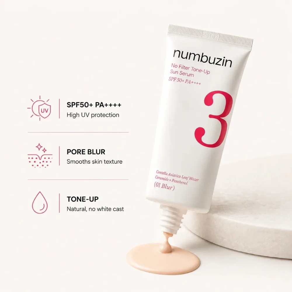 Numbuzin No. 3 Porcelain Base-skip Tone-up UV Cream (01Blur) Canatia Asiatica Moisturizing Lightweight UV‑Protection Makeup‑Base