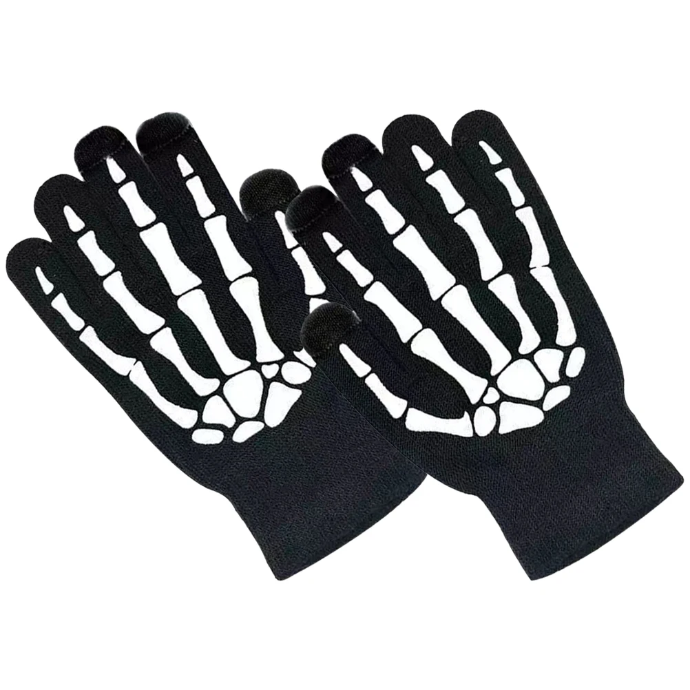

1 Pair Fluorescent Cycling Gloves Pattern Glow in Dark Riding Warming Keep Stylish Comfortable Halloween Outdoor Sports