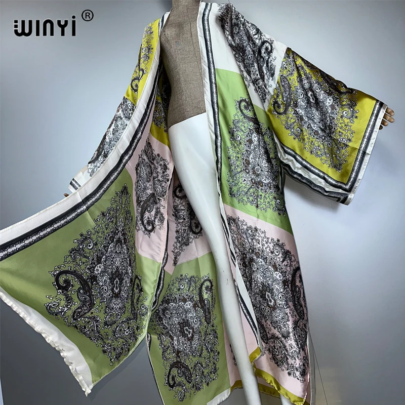 WINYI summer boho kimono  muslim Caftan holida beachwear Cardigan evening dress abaya dubai luxury cover-ups beach outfits women