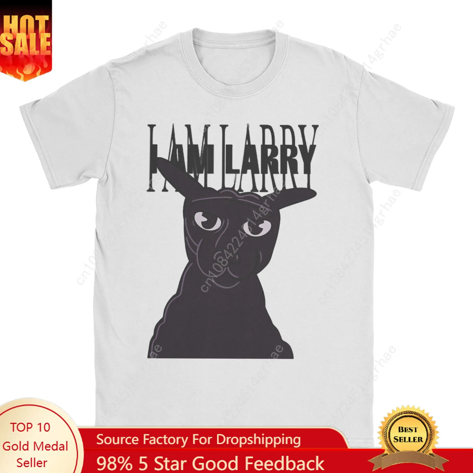 

Men T-Shirts Evil Larry Cat Vintage Pure Cotton Tee Shirt Short Sleeve Dank Brainrot Meme T Shirt Round Collar Plus Size