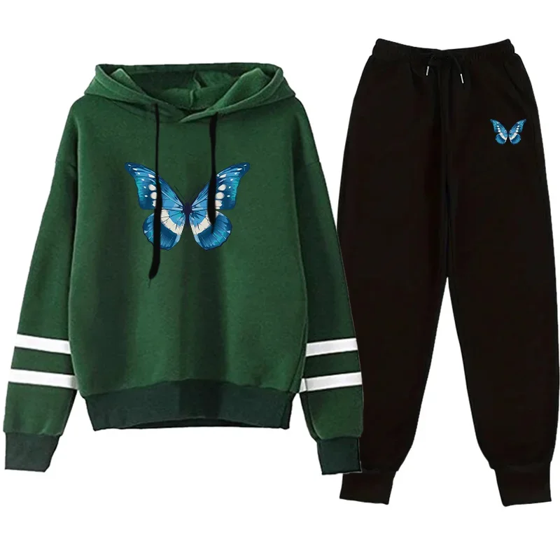 Quality 2026 Spring Striped Print Fashion Hot Sales Women's Tracksuit Hoodies Comfort Casual Daily Outdoor Jogging Two-piece Set