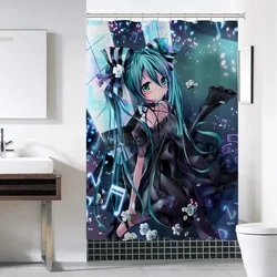 Hatsune M-Miku Shower Curtain for Bathroom Accessories Folding Partition Bath Curtains Bedrooms Waterproof Fabric Things the Set