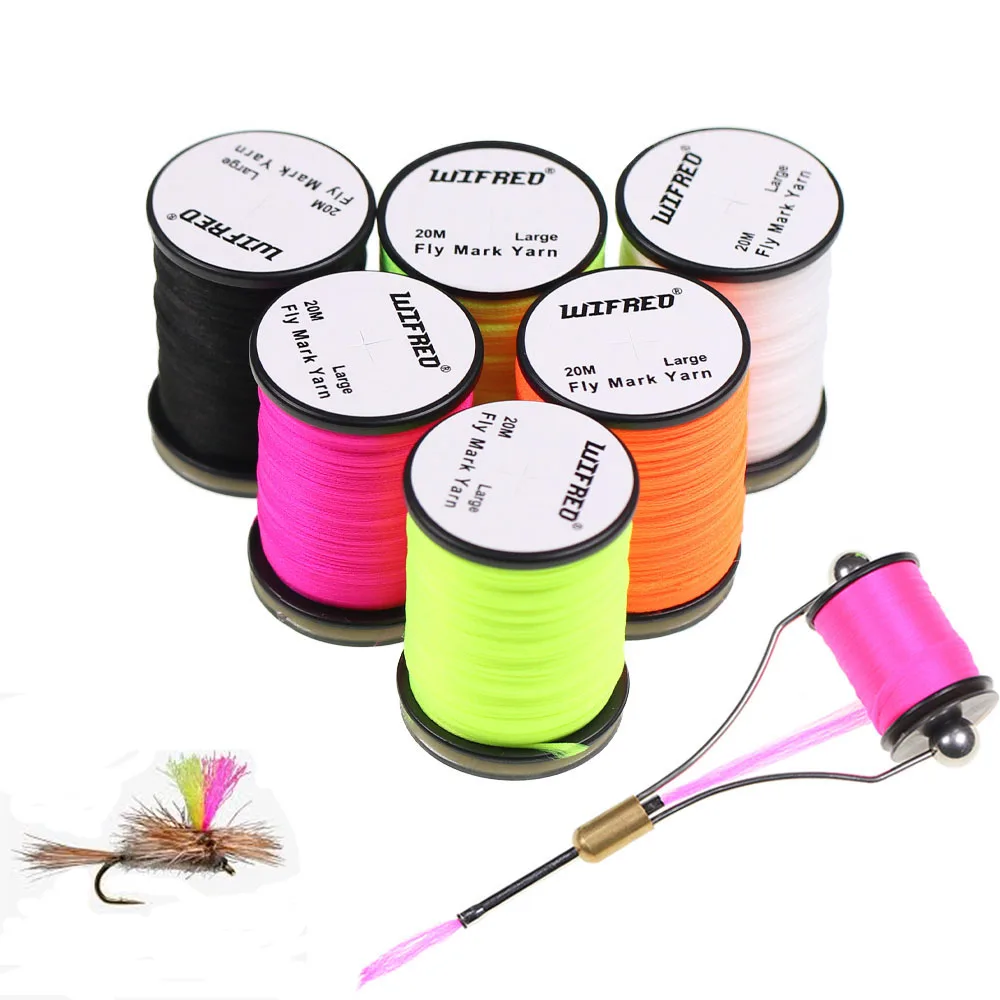 20M/Spool Fly Mark Yarn 6 Colors Available Polypropylene Dubbing Fine Dry Wet Spinner Wings Fly Tying Parachutes Materials