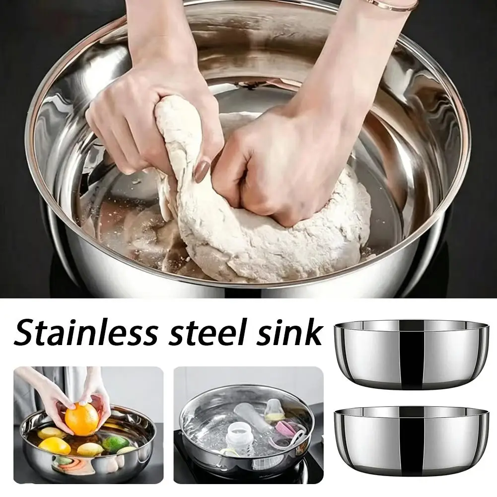 Oversized 32cm Metal Cooking Nesting Salad Bowls Large Capacity Washing Bowl Stainless Steel Mixing Bowl Set for Cooking