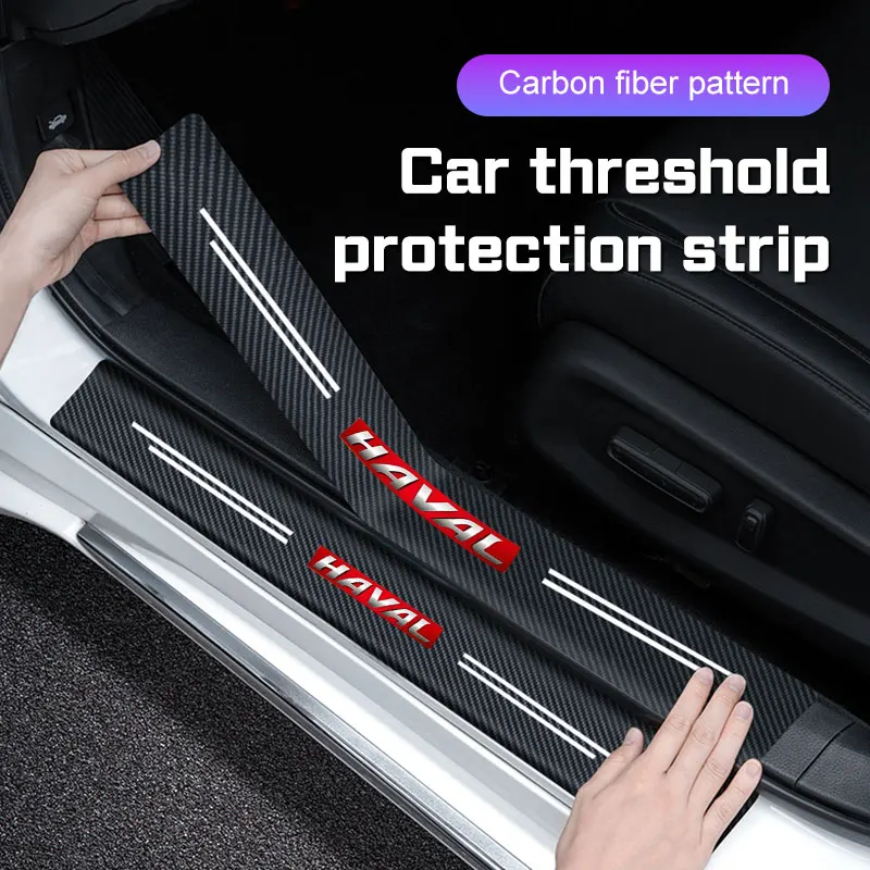 

For Haval Jolion F7 H6 F7x H1 H3 H7 H4 H8 H9 F5 F9 H2S M4 4Pcs Car Door Sill Sticker Threshold Pad Decals Film Carbon Fiber Mat