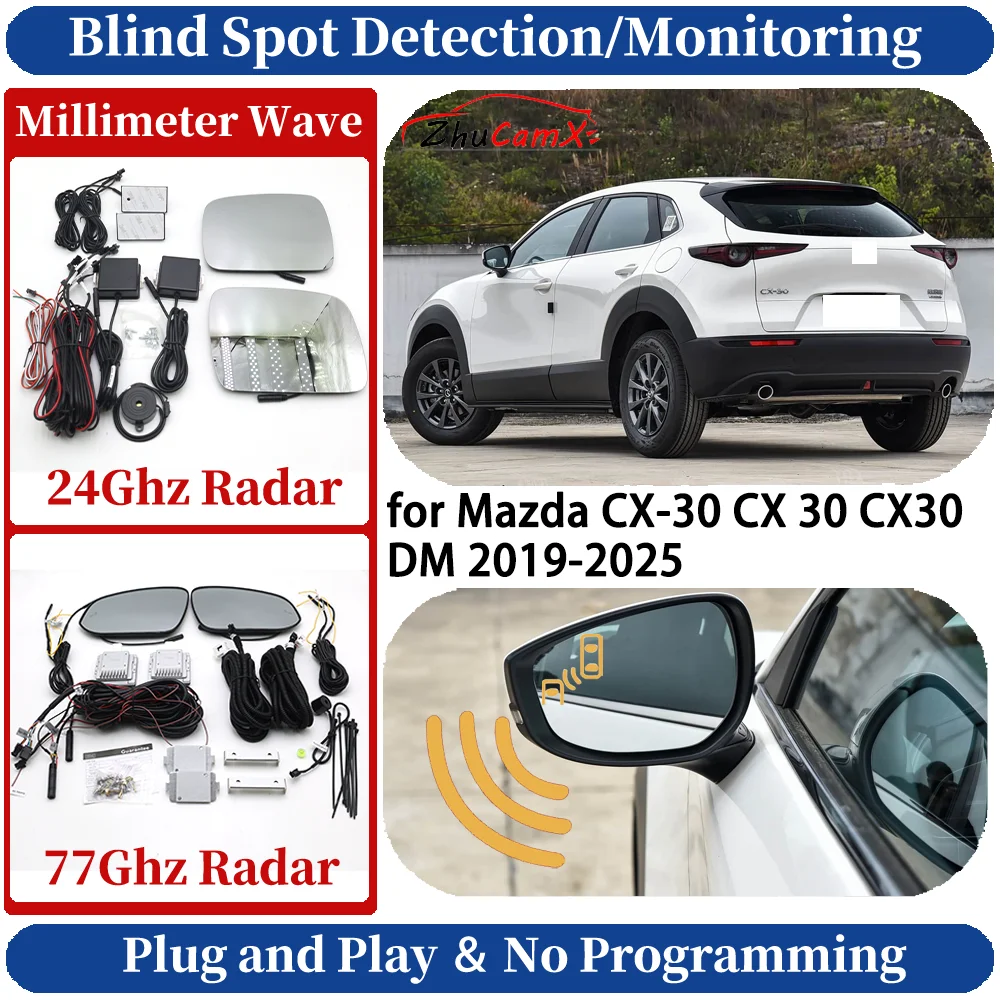 Car Blind Spot Monitoring/Detection System for Mazda CX-30 CX 30 CX30 DM 2019-2025 Night Driving Side Lane Change Safe Assist