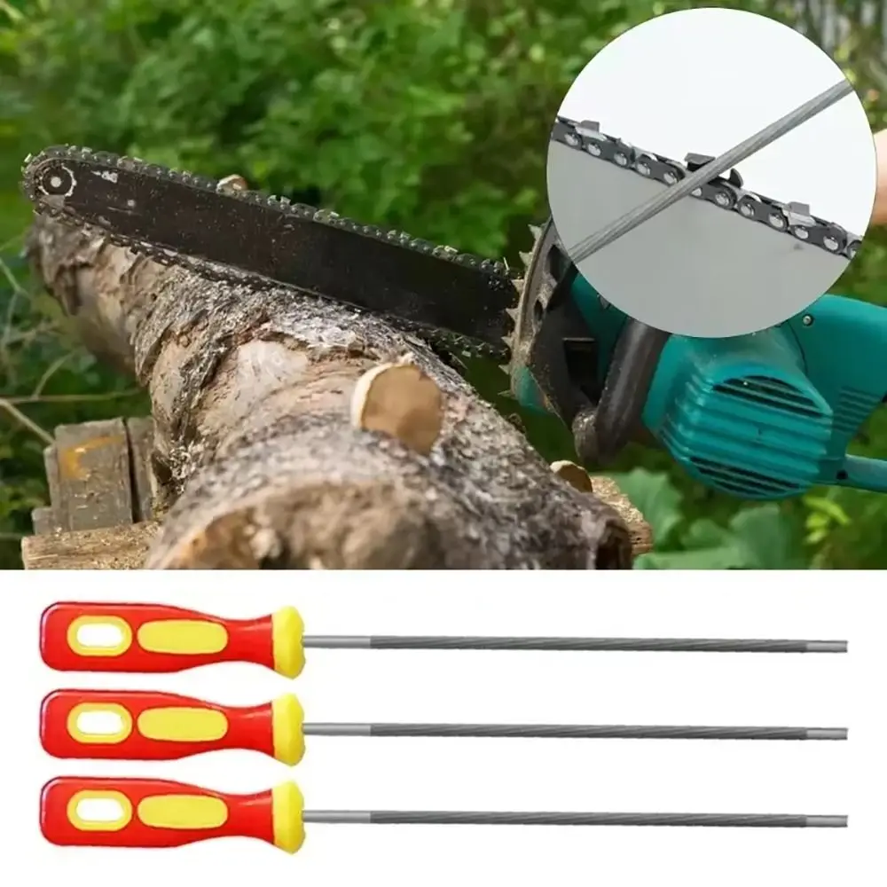 1Pcs New High Carbon Steel Chain Files 4.0/4.8/5.5mm Round Saw Sharpener Plastic Handle Sharpening Tool Hand Tools Accessories