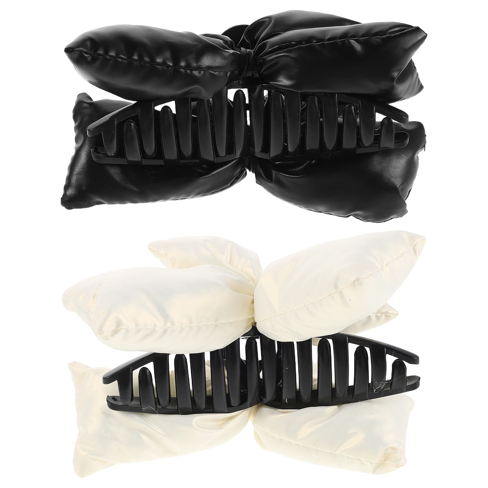 

2pcs Bow Claw Clips Large Stylish Bowknot Claw Clip Hair Accessories For Women Office Sports Black White Lightweight Portable