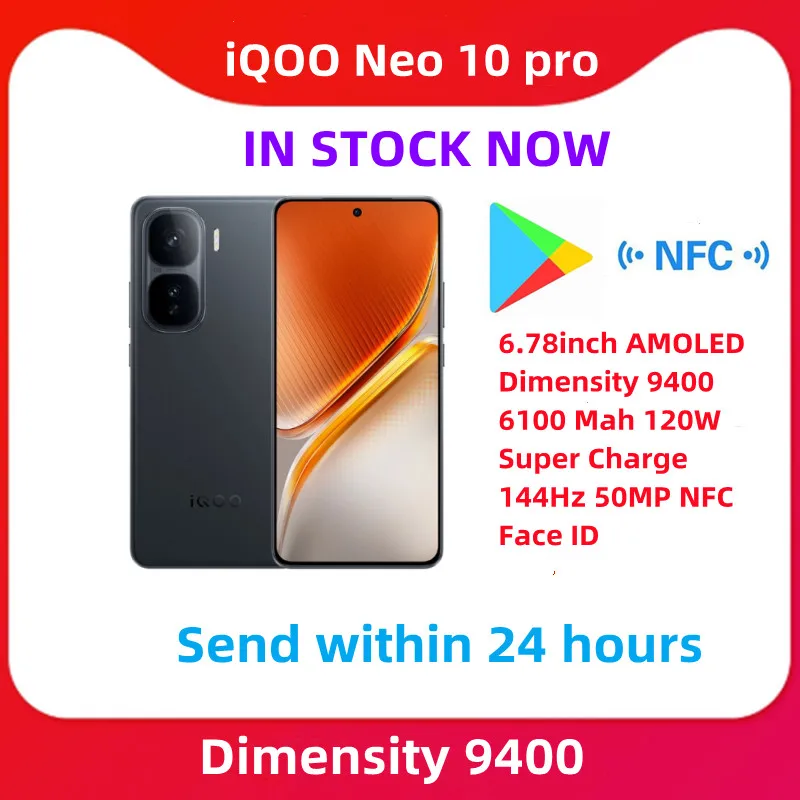 Original Vivo Iqoo Neo 10 Pro Mobile Phone Dimensity 9400 Android 15 .0 Face ID 120W Charge 50.0MP Camera 6.78