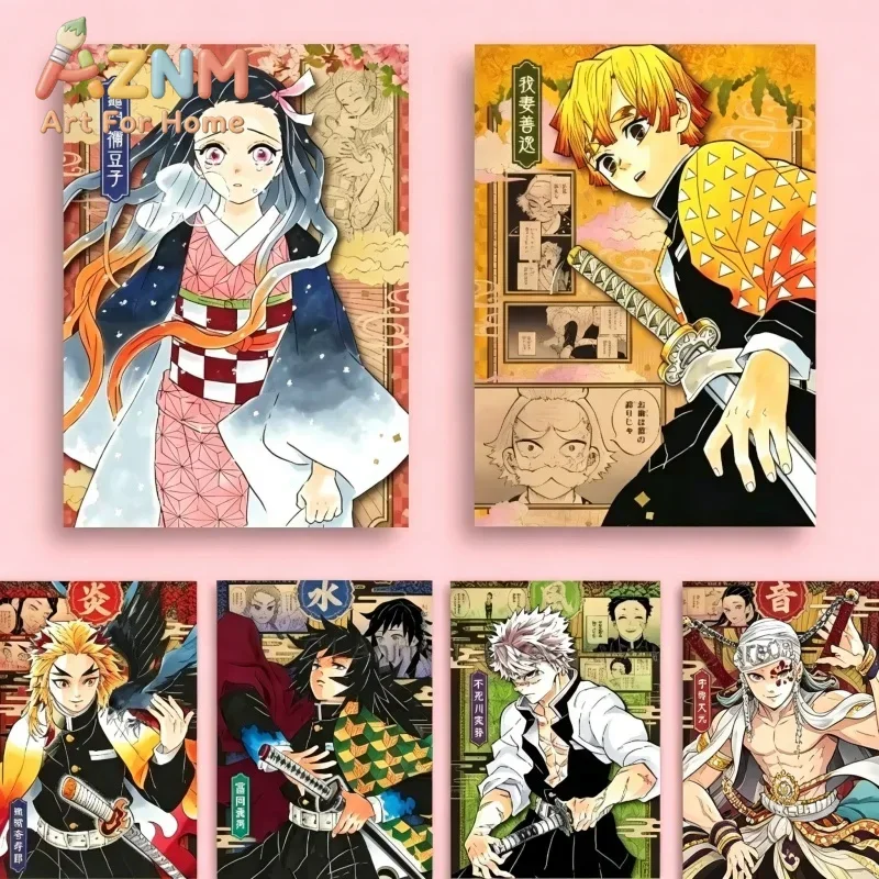 AZNM Demon Slayer Classic Anime Characters Canvas Wall Art Frameless Print Poster for Bedroom Living Room Home Wall Decor