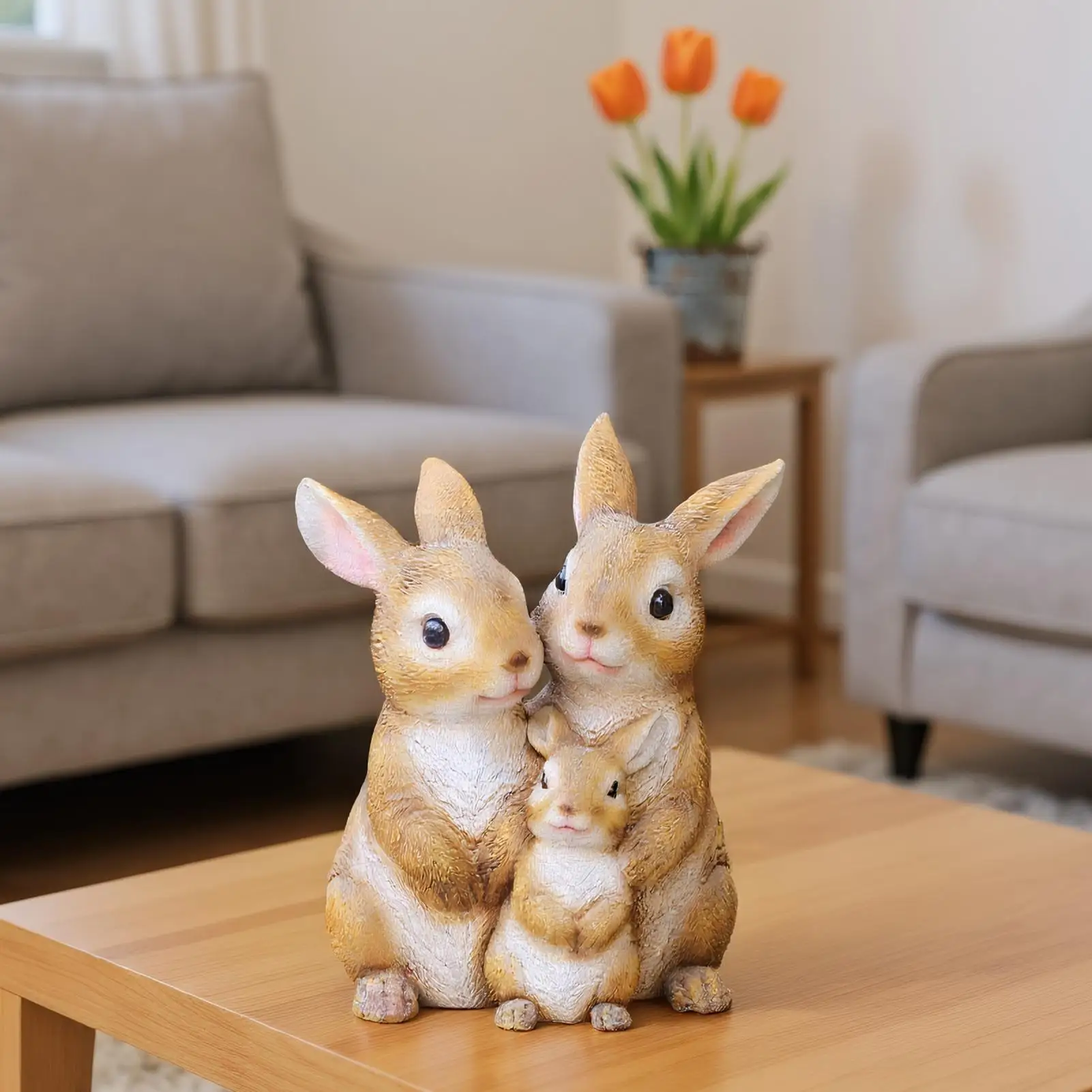 Bunny Garden Statue Portable Bunny Yard Decor Statue Resin Ornaments Neutral Decoration For Door Home Landscaping Backyard Lawn