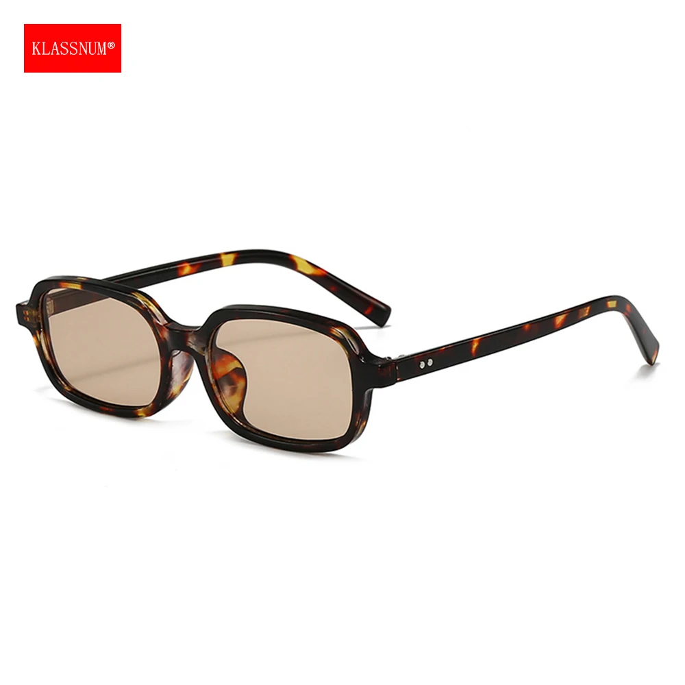 KLASSNUM 2026 Trendy Rectangle Sunglasses Women Luxury Brand Designer Vintage Sun Glasses Black Red Color Lens Ladies Eyepiece