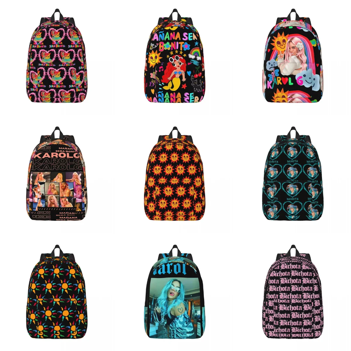 Karol G Aux Cheveux Rouges Illustration Avec Bichota Backpack Backpacks Youth High Quality School Bags Aesthetic Rucksack