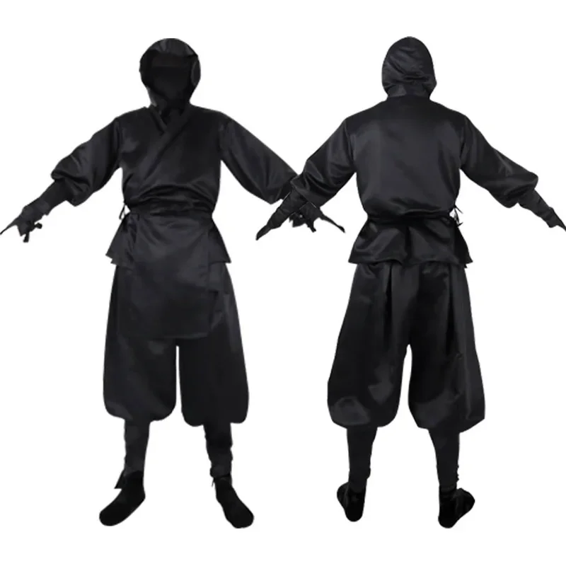 Disfraces de Halloween para hombre japonés, traje de Cosplay de Ninja blanco y negro, disfraz de actuación OI5225