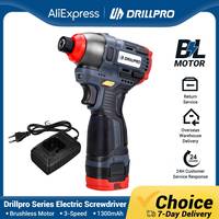 Drillpro Brushless Electric Screwdriver Cordless Impact Drill Screw 3-Speed Rechargeable Screwdriver Home DIY Power Tools