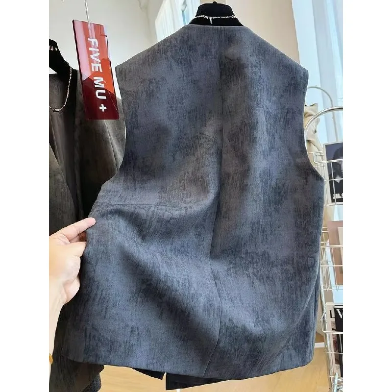 

Temperament V-neck Suit Vest Roupas Femininas Jacquard Vintage Tops Chalecos Para Mujer Waistcoat Women