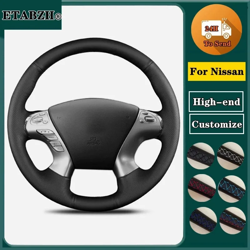 Braid Car Steering Wheel Cover Customize For Infiniti JX35M M25 M35 M37 M56 Q70 QX60 Nissan Murano Steering Wrap Car Accessories