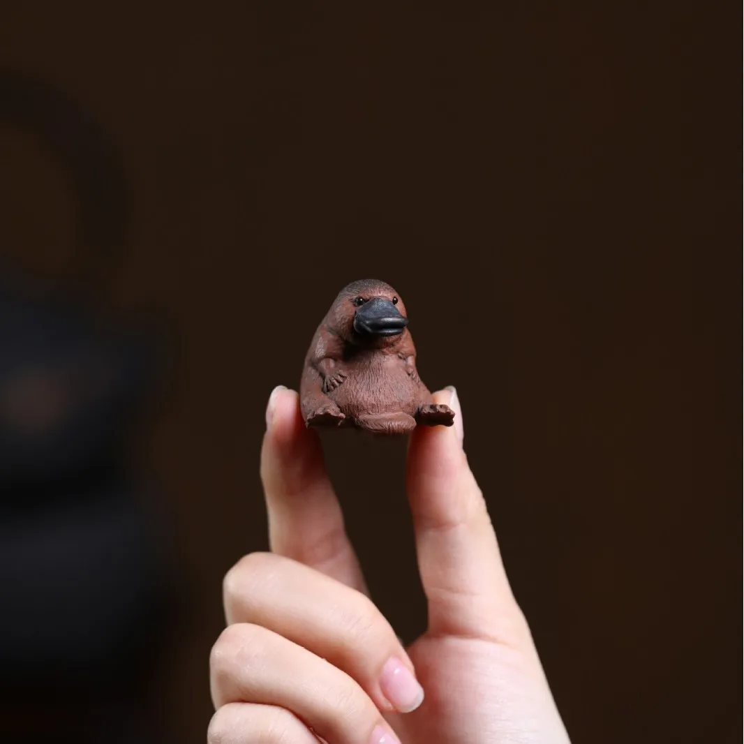 Purple Clay Pet Platypus, Handmade By Famous Artisans, Made From Natural Ore, Can Be Nurtured, Mini Cute Animal Tea Table