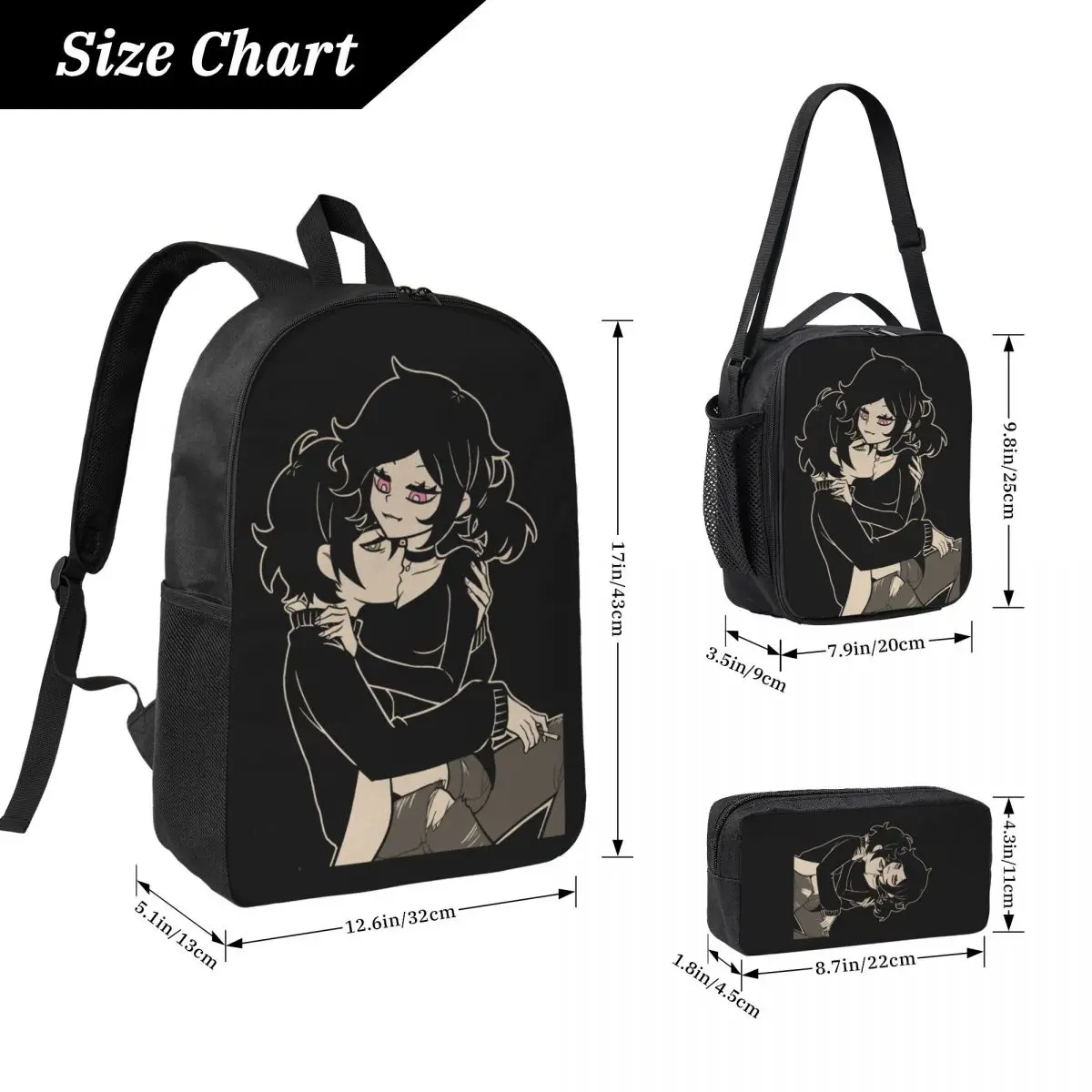 Ashley And Andrew The Coffin Of Andy And Leyley Backpack Student Boy Girl BookBag School Bag 3ps Insulated Lunch Bag Pencil Case