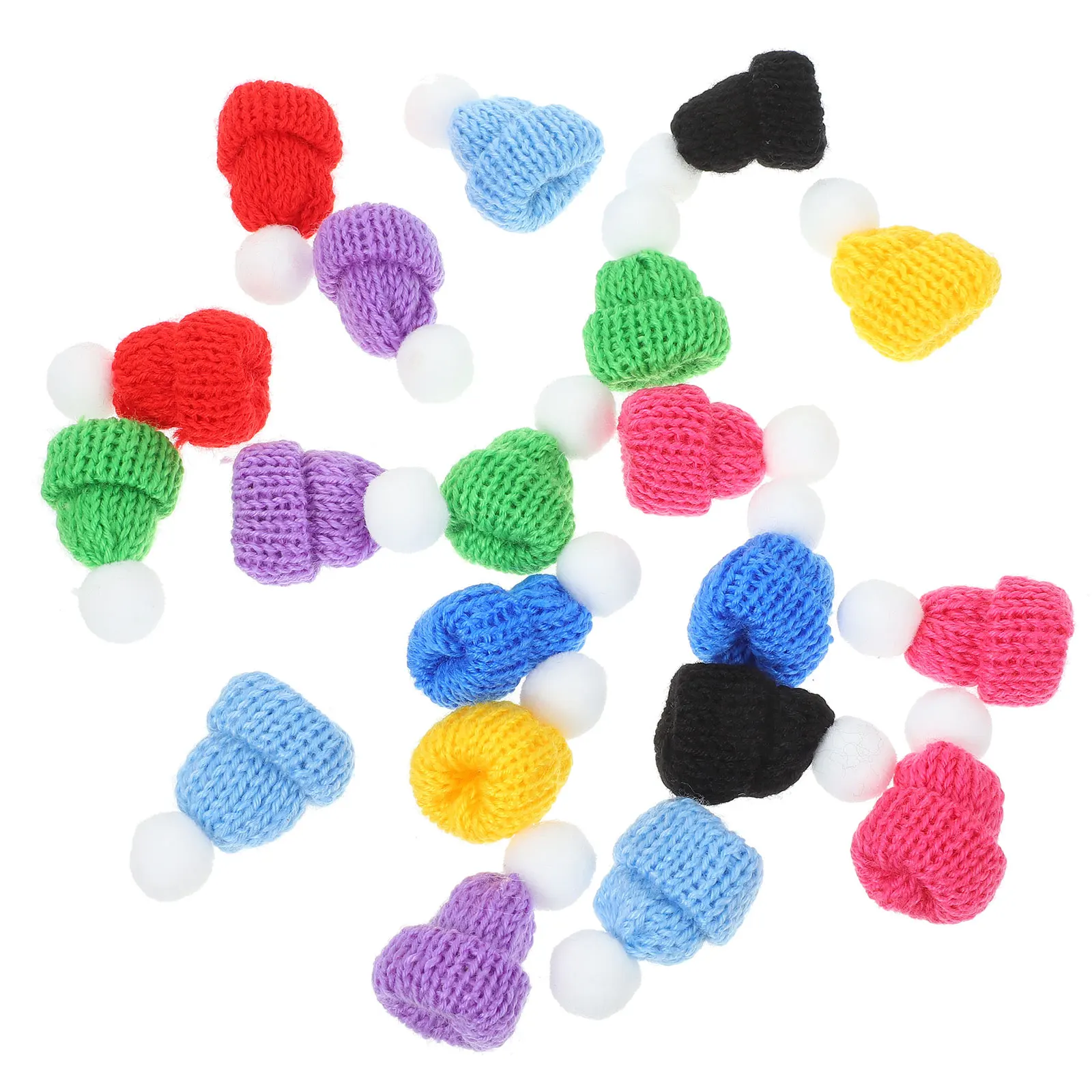 

40 Pcs Mini Beanie Santa Hat Decor Christmas naments H made Woolen Hat Accessories Phone Case Decorations Scarf Knitting