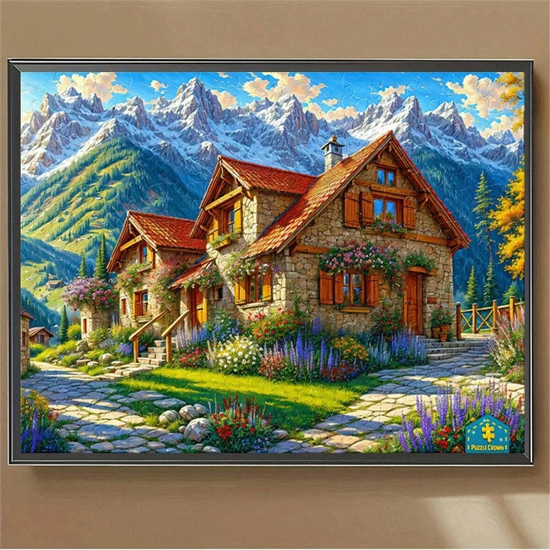 

500/1000/1200/2000PCS Puzzles for Adults High Mountain Stone Hut,Jigsaw Puzzles Brain Challenge Game Gift Home Decor