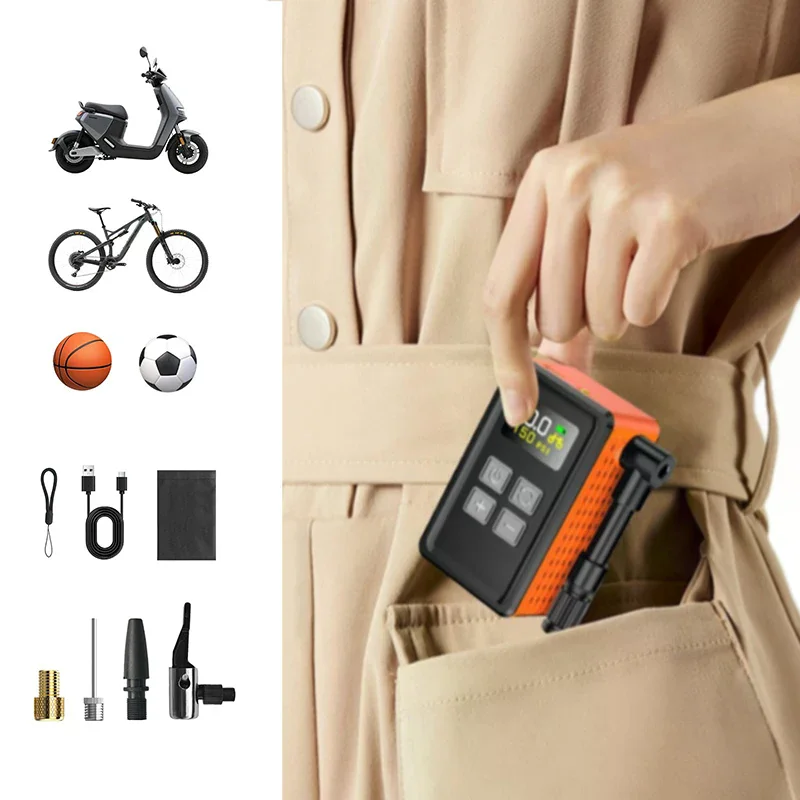 

Pocket-Sized Mini Bike Pump (150PSI Fast Inflation) with dial Gauge; Suitable for Presta and Schrader Valves, Ideal for Road