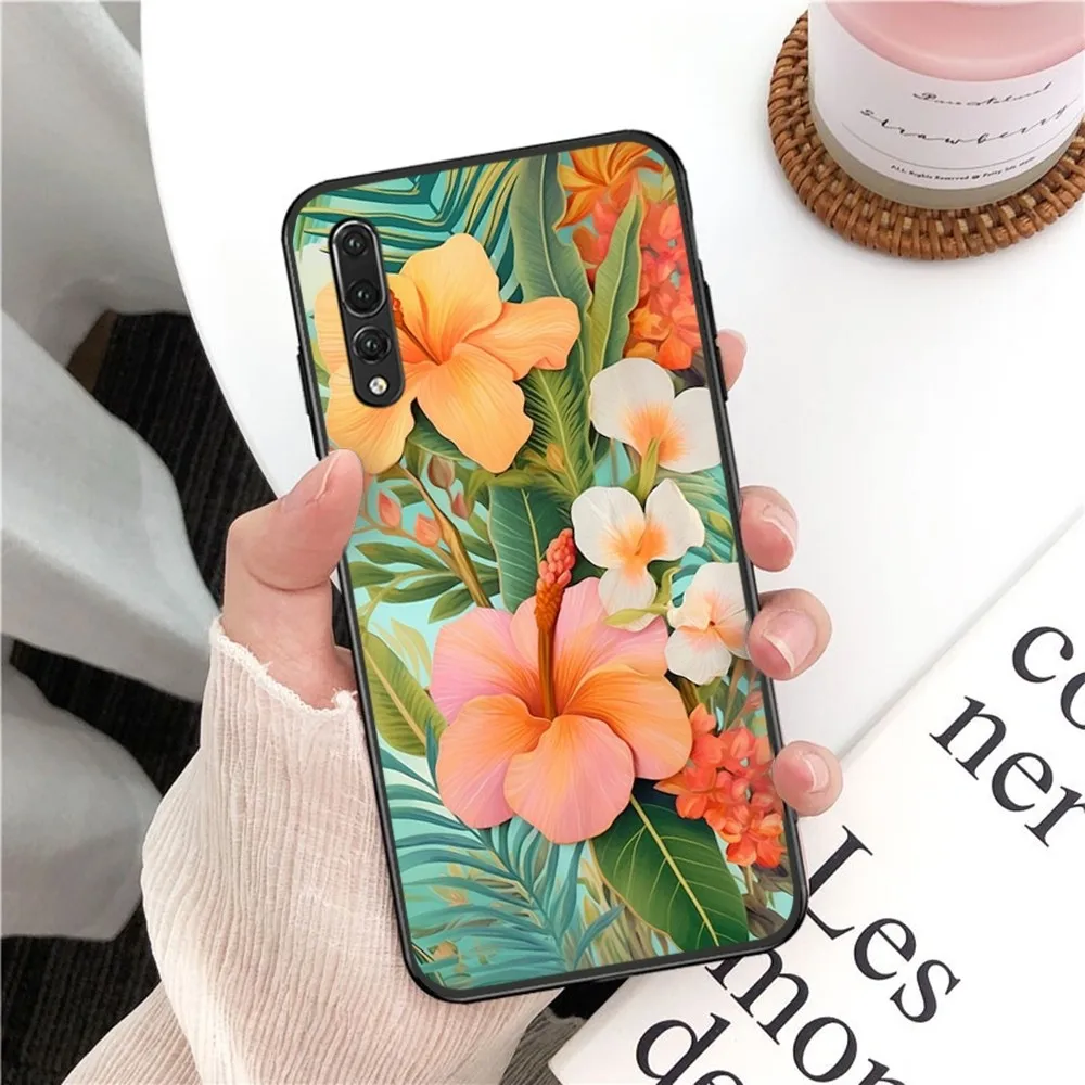 Palm Trees Flower Leaves Phone Case For Huawei P 8 9 10 20 30 40 50 Pro Lite Psmart Honor 10 lite 70 Mate 20lite