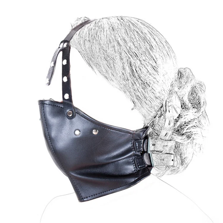 Faux Leather Belt Mask Mouth Gag BDSM Bondage Cosplay Head Harness Restraint Roleplay Game Muzzle Gag Adult Sex Toys for Couple