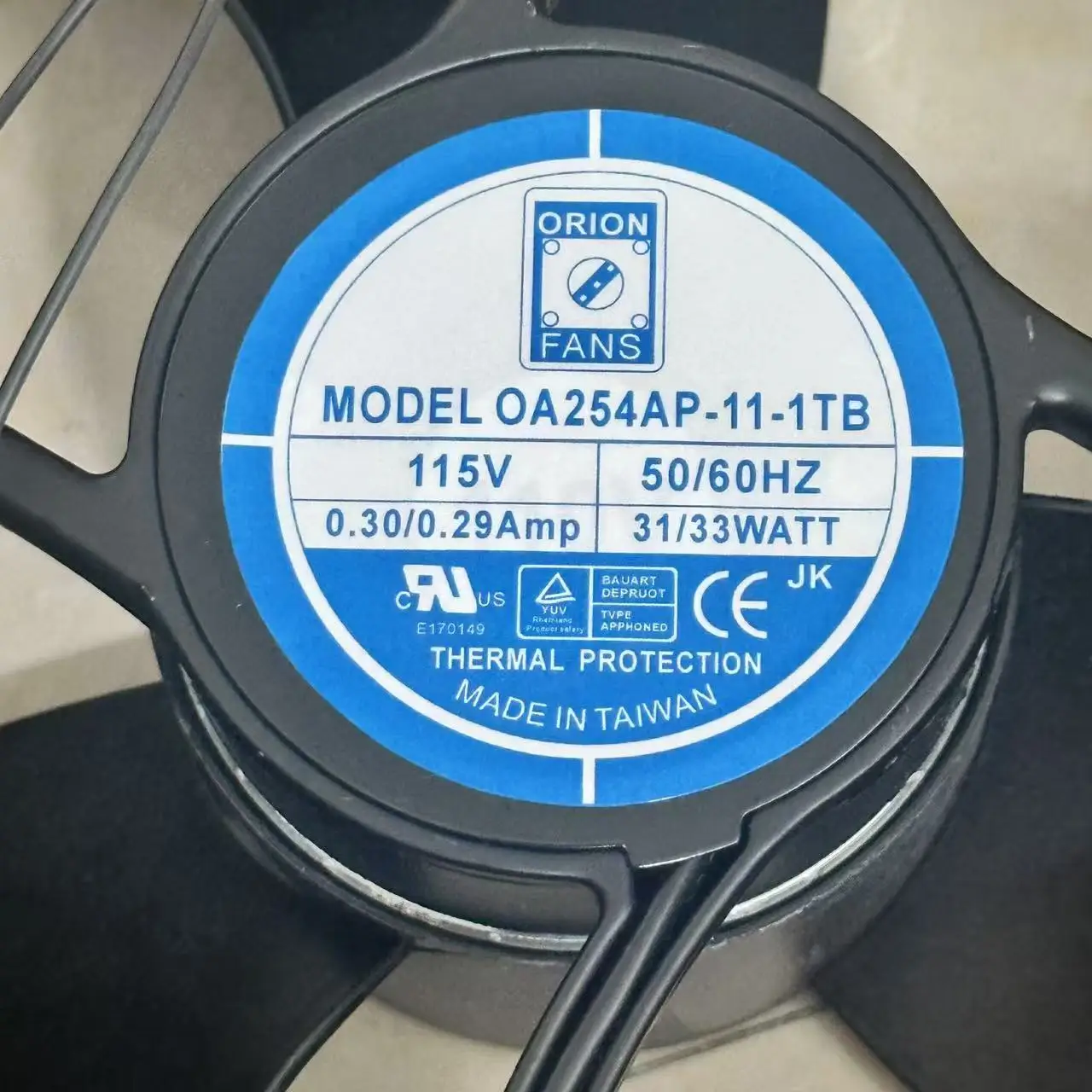 OA254AP-11-1 115V 0.30/0.29Amp 254x254x89mm 2-Wire Server Cooling Fan