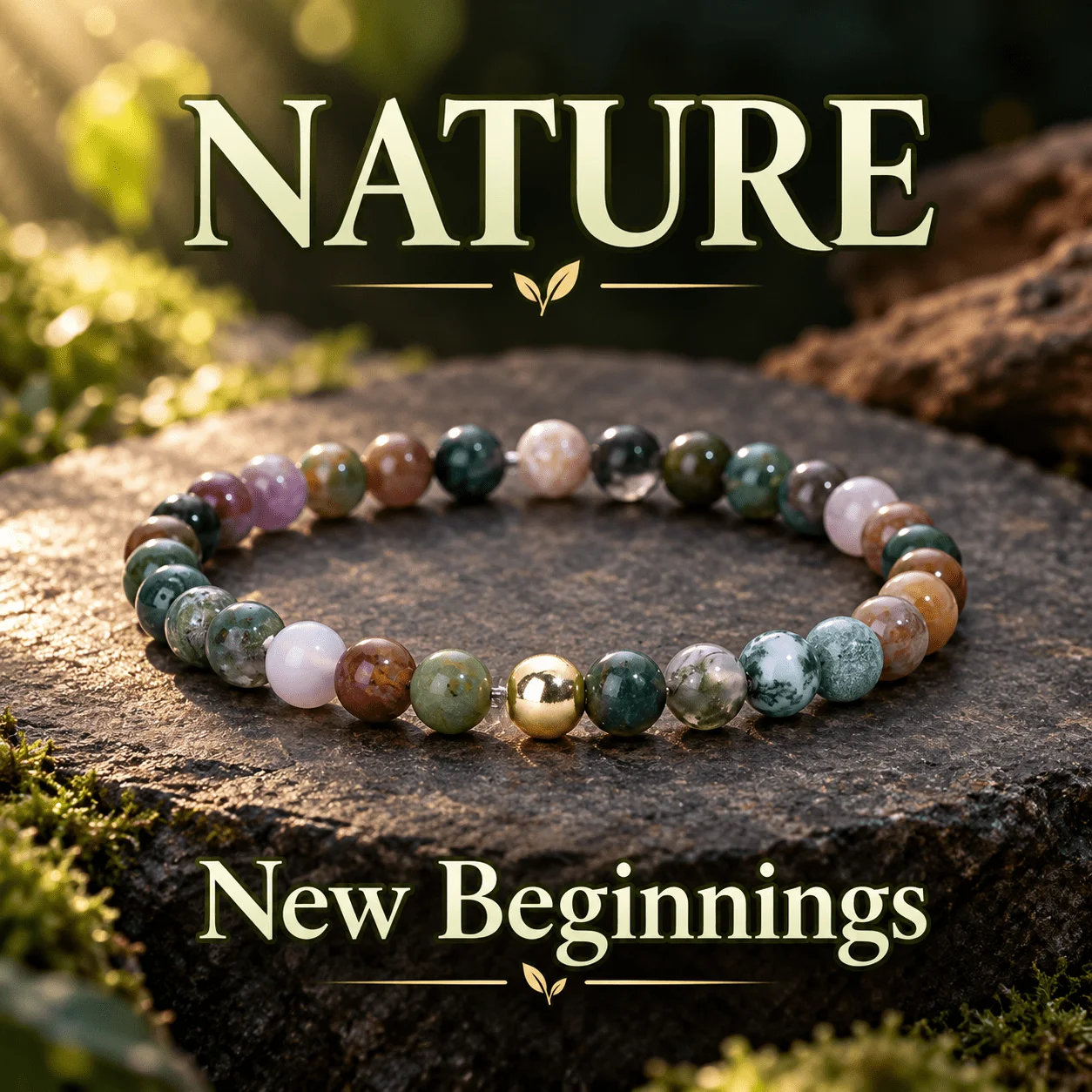 1pc Indian Agate colorful Round Bead Bracelet, Natural Themed Earth Color Scheme, Unisex Wrist Accessory Gift