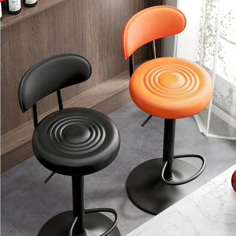 Modern Minimalism Bar Stool: Rebound Sponge Cushion, Adjustable High Stool, Three-Stage Air Rod, Rotating Round Seat