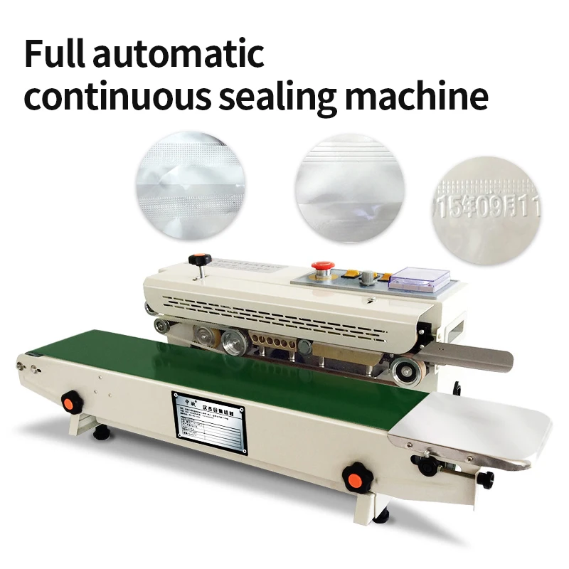 Automatic Continuous Sealing Machine Food Sealer Plastic Bag Package Machine Printable Date Heat Sealing Machine