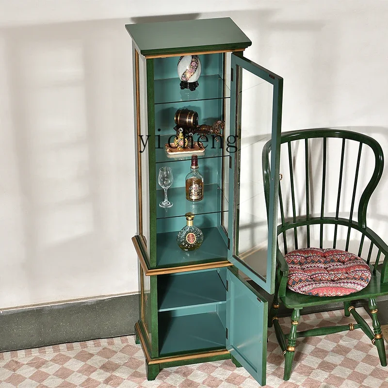 V21 Country Wine Cabinet Painted Tea Cabinet Partition All Solid Wood Household Corner Cabinet Side Locker