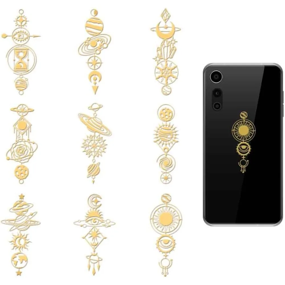 

9Pcs 1.6x1.6 Inch Galaxy and Planet Stickers Metal Sticker Self-Adhesive Decorative Decals Scrapbook Edge Metal Stickers