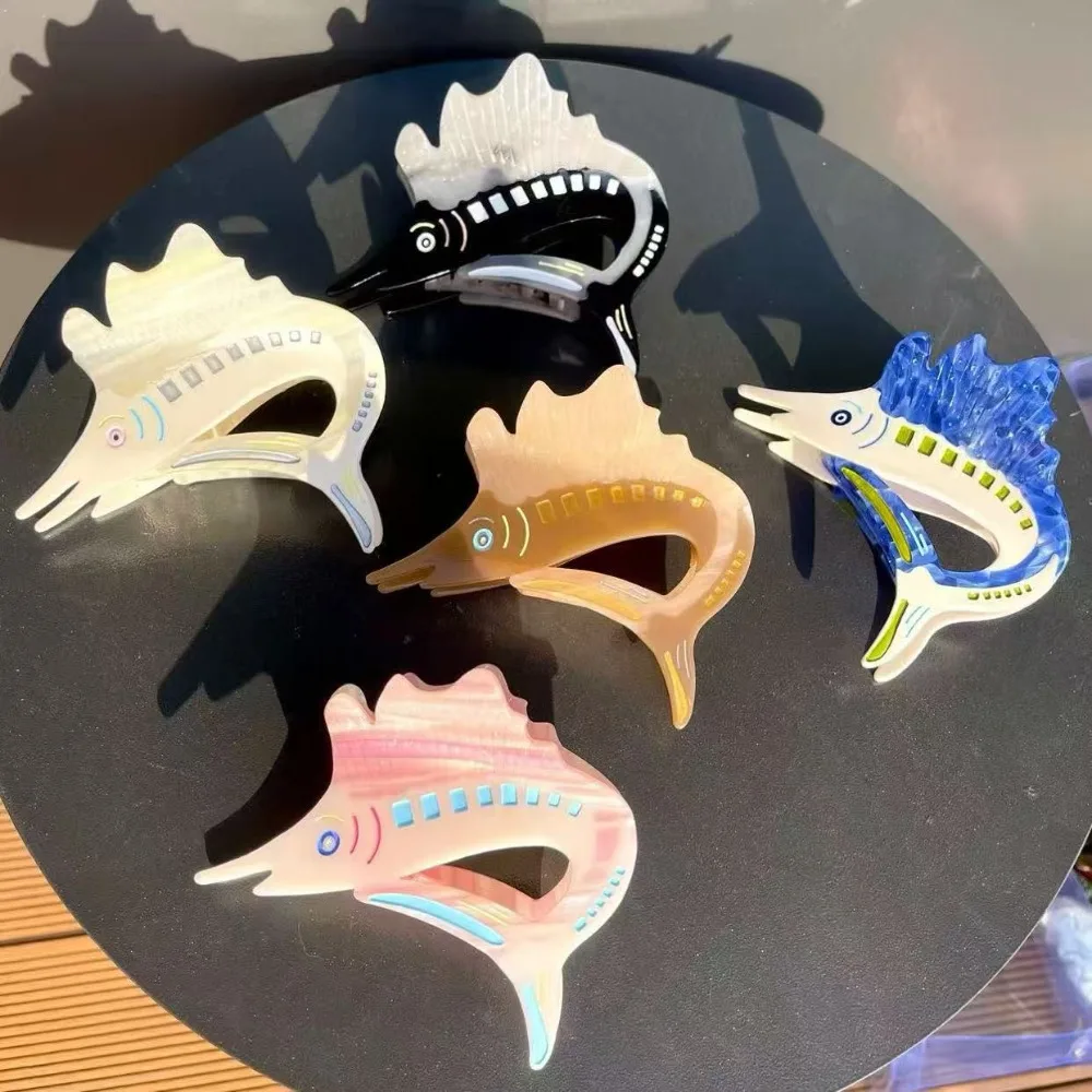 

Trendy Fish Tuna Hair Claw Sweet Korean Style Acetate Ocean Tunny Hair Clip Cartoon Creative Marine Organisms Shark Clip Female