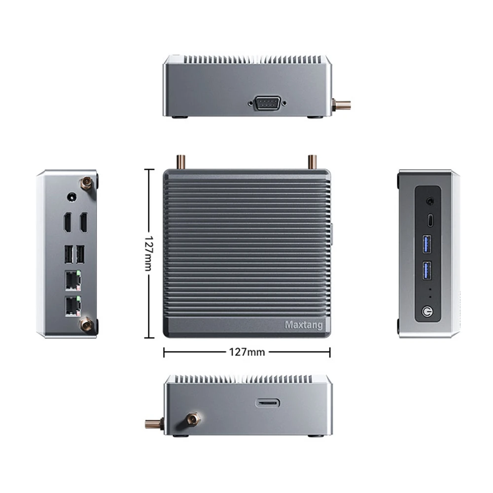 Maxtang Mini PC Intel N100 CPU Fanless Mini Computador Quad Core DDR4 Dual LAN Dual Display PC Compacto para Negócios