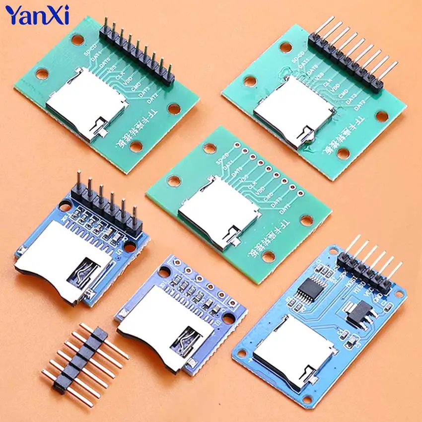 1PCS 9Pin TF Card Socket Adapter Board 6Pin Micro Mini SD Card Reader Memory Shield Module With Pins For Arduino DIY KIT