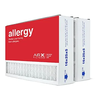 16x25x5 MERV 11 HVAC AC Furnace Air Filter Replacement for Air Bear Trion 229990-105 Allergy 2-Pack Made in the USA