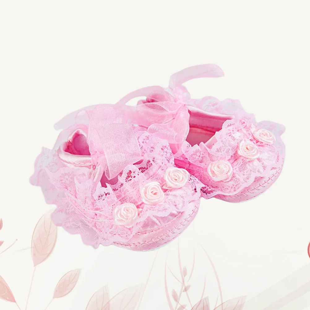 

1 пара обуви для маленьких девочек, кружевная обувь для новорожденных, размер 0-1, 11, розовый, очаровательный дизайн