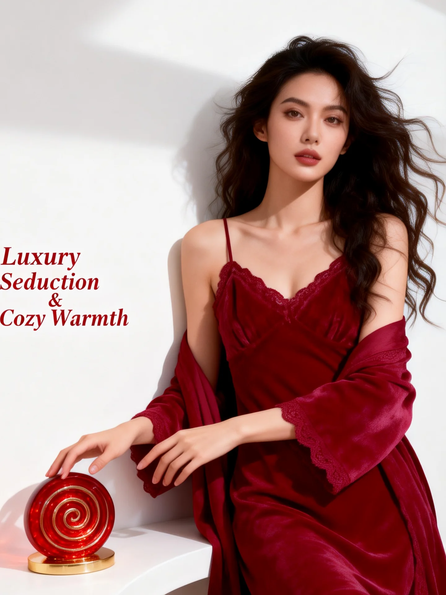 

Island Velvet Home Clothes Spwear for Women New Marriage Loose Fit Long Sve V-Ne Soft Polyester Fiber