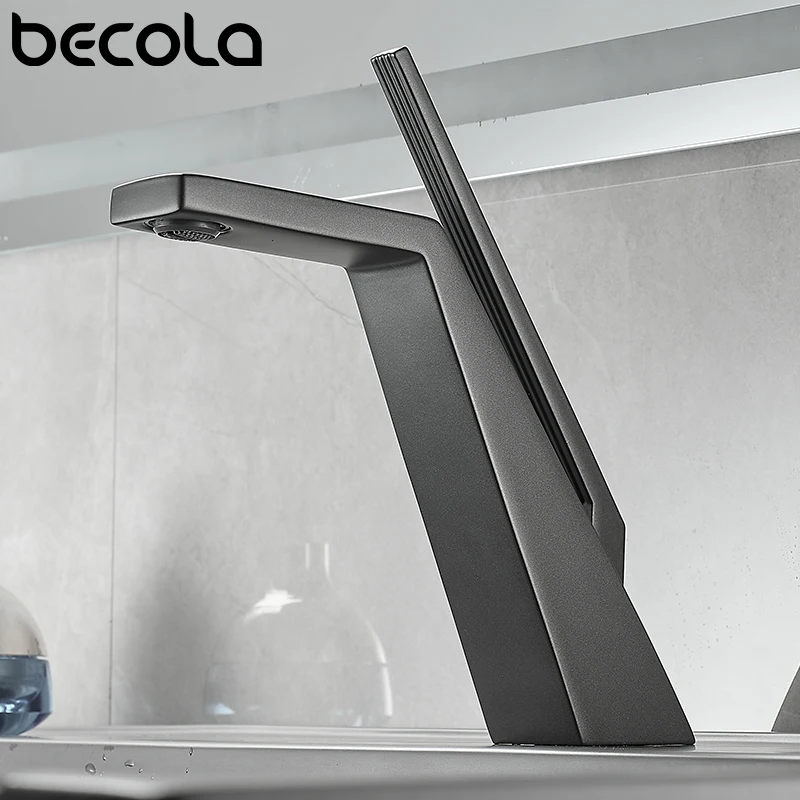 

Becola Brass Bathroom Faucet Basin Faucets Black Sink Taps Single Handle Cold And Hot Water Mixer Tap Golden Faucet